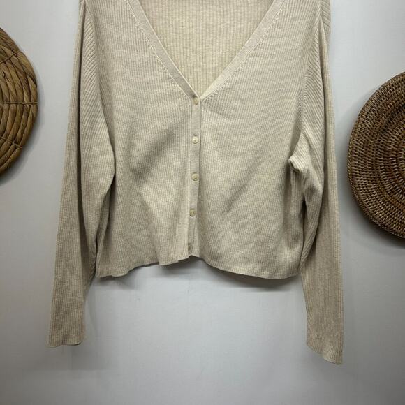 Old Navy Neutral Cream Button Front Ribbed Knit Cardigan Sweater Plus Size 2X - Picture 4 of 6